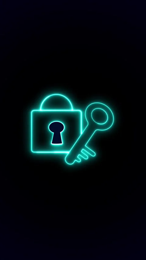 Digital security padlock icon safeguards advanced computing gear systems. S.. Stock Footage 345967388