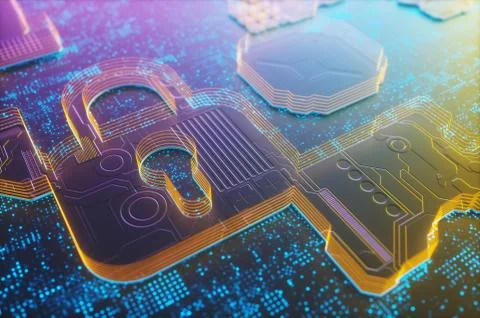 Digital Security Padlock Stock Illustration