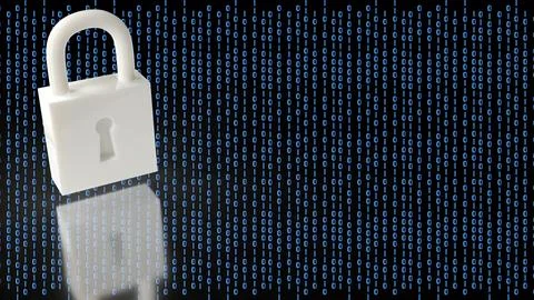 Digital Security Padlock Protecting Binary Data Network 3d render. Stockillustratie