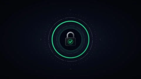 Digital security padlock with success checkmark animation for cybersecurity.. Stock Footage 337567125