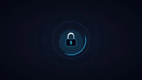 Digital security padlock unlocking with success checkmark animation on dark.. Stock Footage 337566585