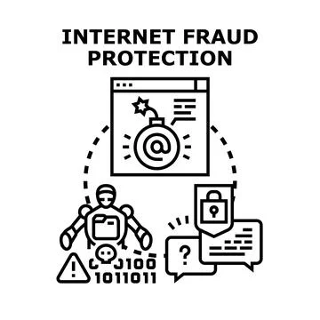 Digital security protecting against internet fraud threat Stock Illustration