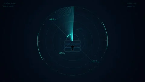 Digital security radar scanning screen with rotating graphical padlock inte.. Stock Footage 346121384
