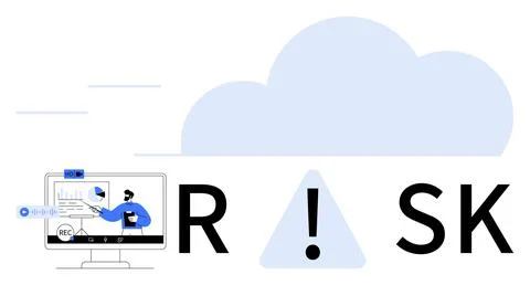 Digital Security Risk Concept Featuring Cloud Computing and Online Monitoring Illustrazione stock