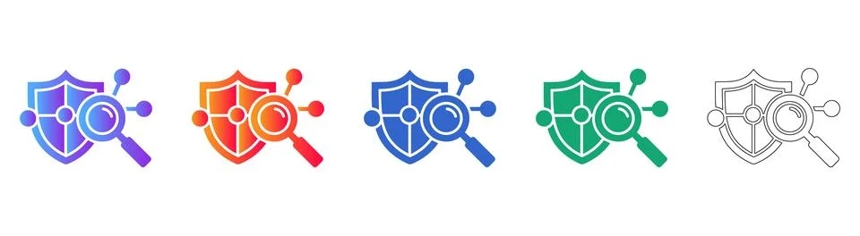 Digital Security Scan Icons in Gradient and Outline Formats Stock Illustration