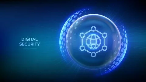 Digital security. Secure communication, data privacy protection, internet tec 스톡 일러스트