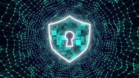 Digital security shield and tunnel line connection with data secure concepts Stock Footage 344095104