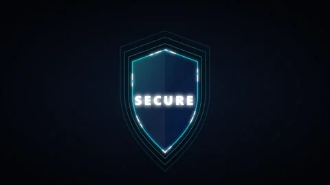 Digital security shield with glowing data protection hud animation cyber Stock Footage 337560366