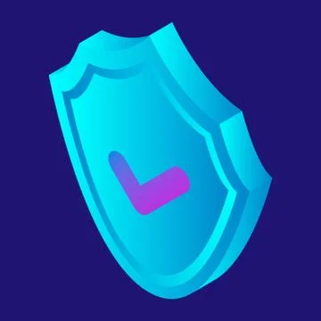 Digital security shield icon, isometric style 스톡 일러스트