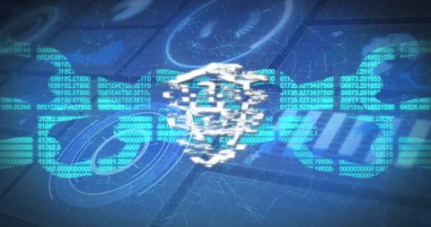 Digital security shield icon over binary code and network connections animation Stock Footage 304853665