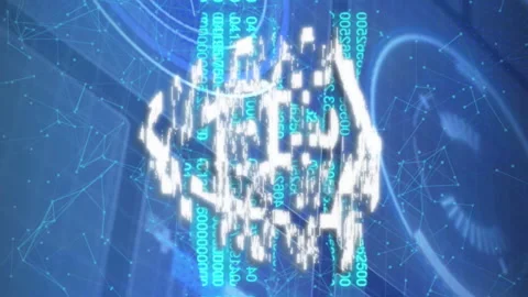 Digital security shield icon over binary code and network connections animation Stock Footage 313166791
