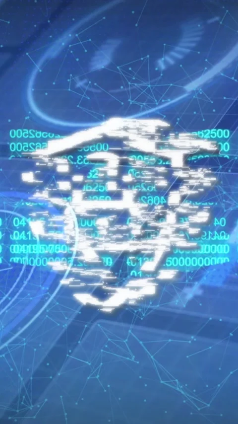Digital security shield icon over binary code and network connections animation Stock Footage 319617464