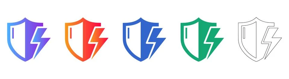 Digital Security Shield Icon Set Illustrazione stock
