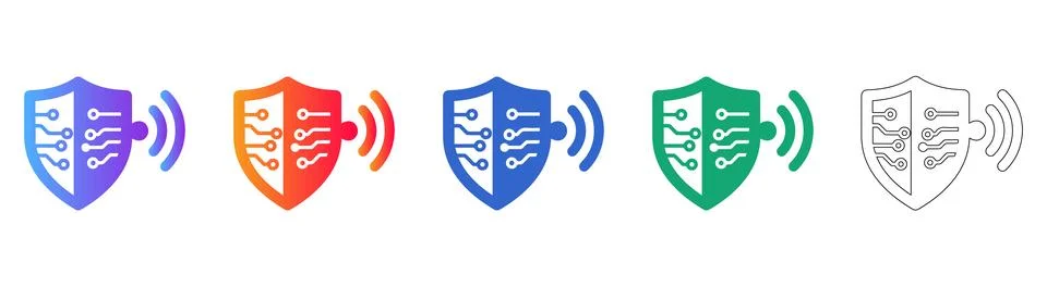 Digital Security Shield Icons Stock Illustration