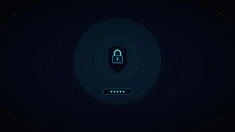 Digital security shield interface: password authentication and data protect.. Stock Footage 337560330