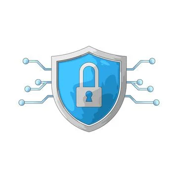 Digital security shield with lock illustration Stock Illustration