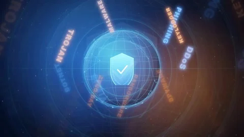 Digital Security Shield Protecting Data from Cyber Attacks and Malware Viruses Видео 341834547