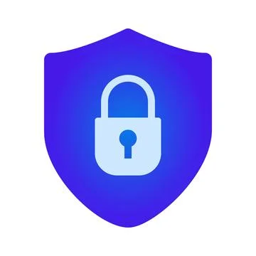 Digital security shield protecting data with padlock icon Stockillustratie