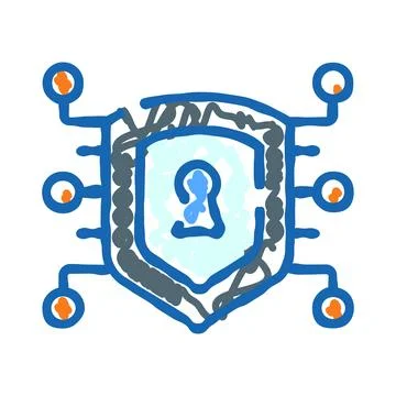 Digital security shield protecting network data privacy Illustration