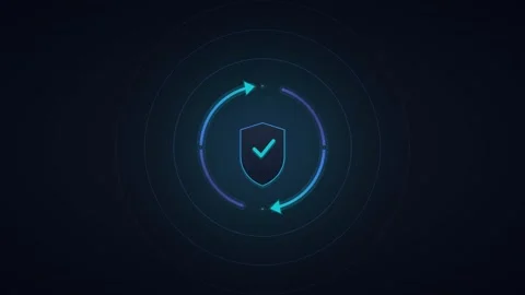 Digital security shield with rotating loading progress ring animation on da.. Stock Footage 337560365