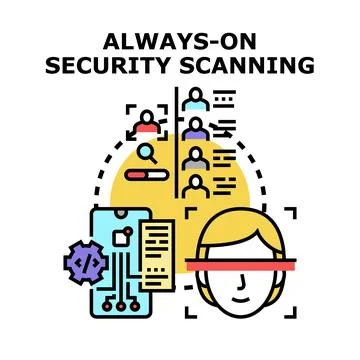 Digital security system continuously scanning user data Illustrazione stock