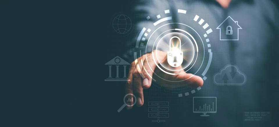 Digital security unlock or encryption concept,secure login authorization,in.. Stock Photos