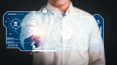 Digital security unlocking or encryption, authorizing secure logins. Stock Photos