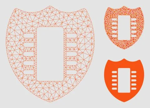 Digital Security Vector Mesh Wire Frame Model and Triangle Mosaic Icon Stock Illustration