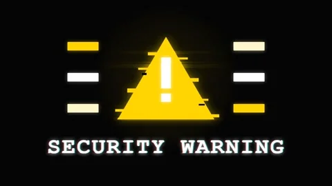 Digital Security Warning Message with Glitch and Distortion Effect Stock Footage 336619606