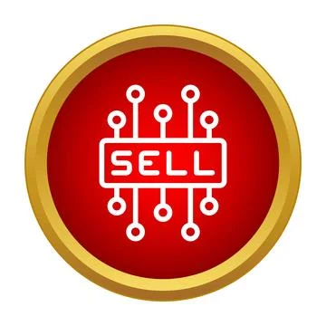 Digital selling concept with circuit board icon Stock Illustration