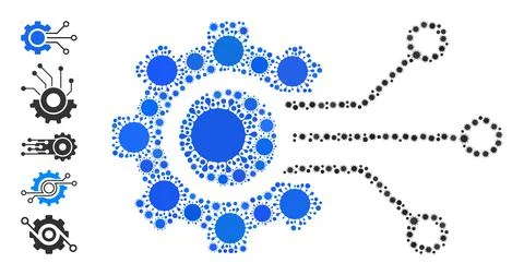 Digital Sensor Cog Icon - Bacilla Mosaic And More Icons Illustrazione stock