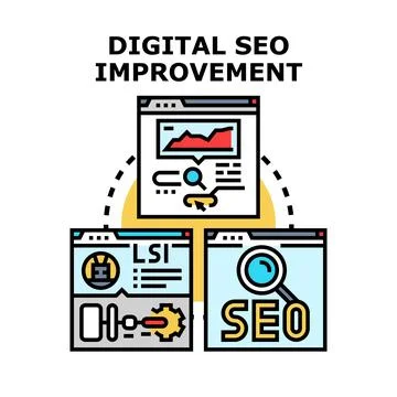 Digital seo improvement concept web analytics process Stock Illustration
