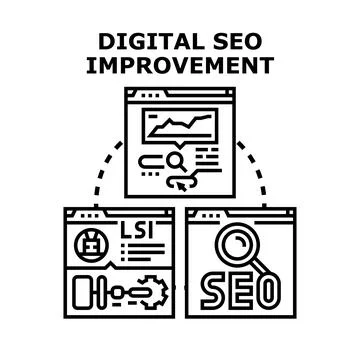 Digital seo improvement concept web analytics process Stockillustratie