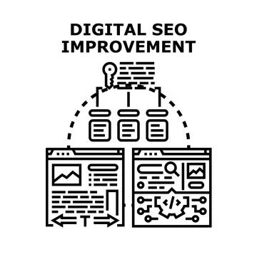Digital seo improvement optimizing website ranking strategy Stock Illustration