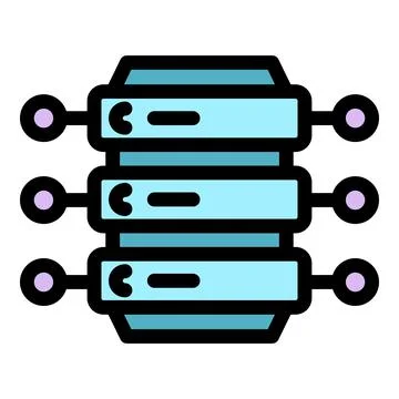 Digital server data icon color outline vector Illustrazione stock