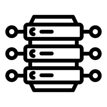 Digital server data icon, outline style Stock Illustration