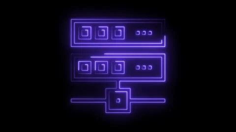 Digital server neon glow effect animation on black background data storage Stock Footage 322958199
