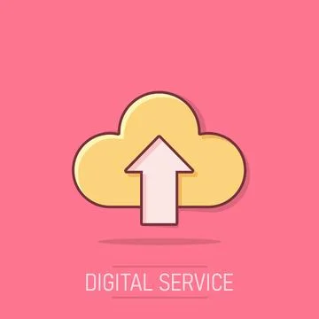 Digital service icon in comic style. Network cloud cartoon vector illustrat.. Stock Illustration