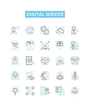 Digital service vector line icons set. Digital, Service, Online, Technology Stockillustratie
