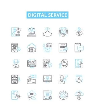 Digital service vector line icons set. Digital, Service, Online, Technology Stockillustratie