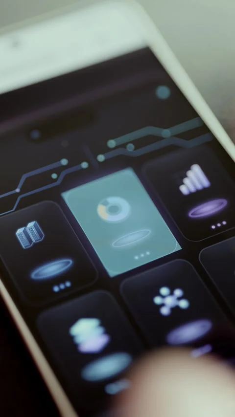 Digital Services App Grid on Angled Smartphone Display Stock Footage 341872847