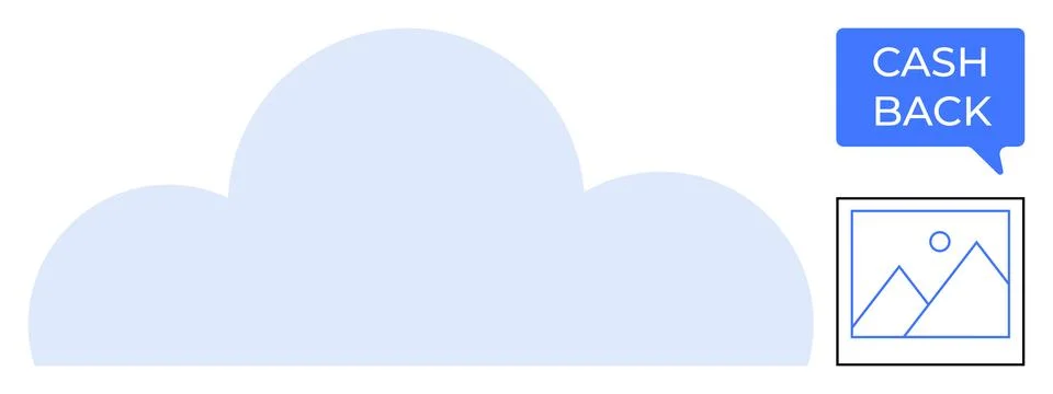 Digital services, cloud storage, online shopping, cash back promotion, e-comm Stockillustratie