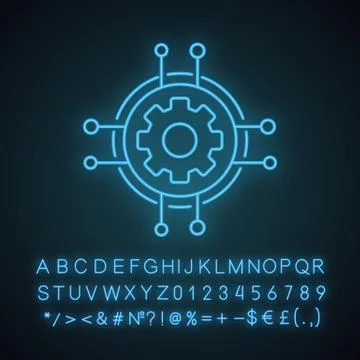 Digital settings neon light icon Stock Illustration