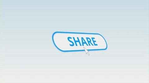 Digital Share Button with Mouse Cursor on White Screen Video stock 341375436