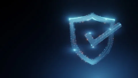 Digital shield with checkmark symbolizing security and protection Stock Footage 288082698