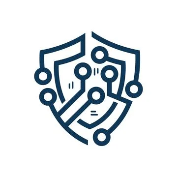 Digital Shield Circuit Logo Design for Cyber Security Technology Business Stock Illustration