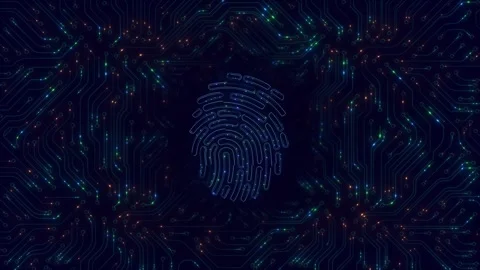 Digital shield firewall data security padlock central computer processor and Video stock 292904250