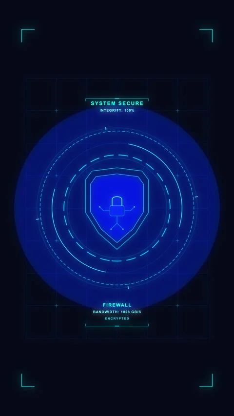 Digital shield HUD animation, cybersecurity protection, network data securi.. Stock Footage 348332877