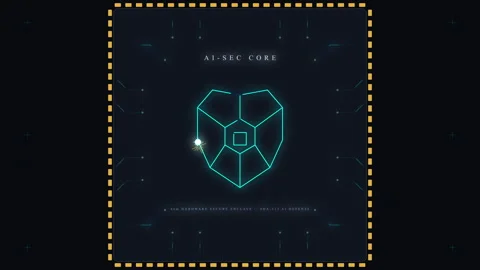 Digital shield HUD animation loop with glowing outline for network security Stock Footage 347245656