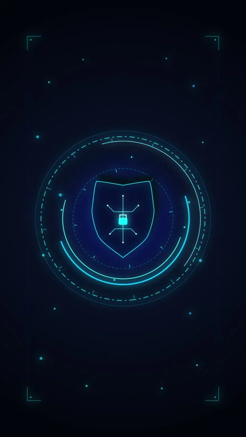 Digital shield HUD interface, glowing cyber security tech element, data pro.. Stock Footage 348333057